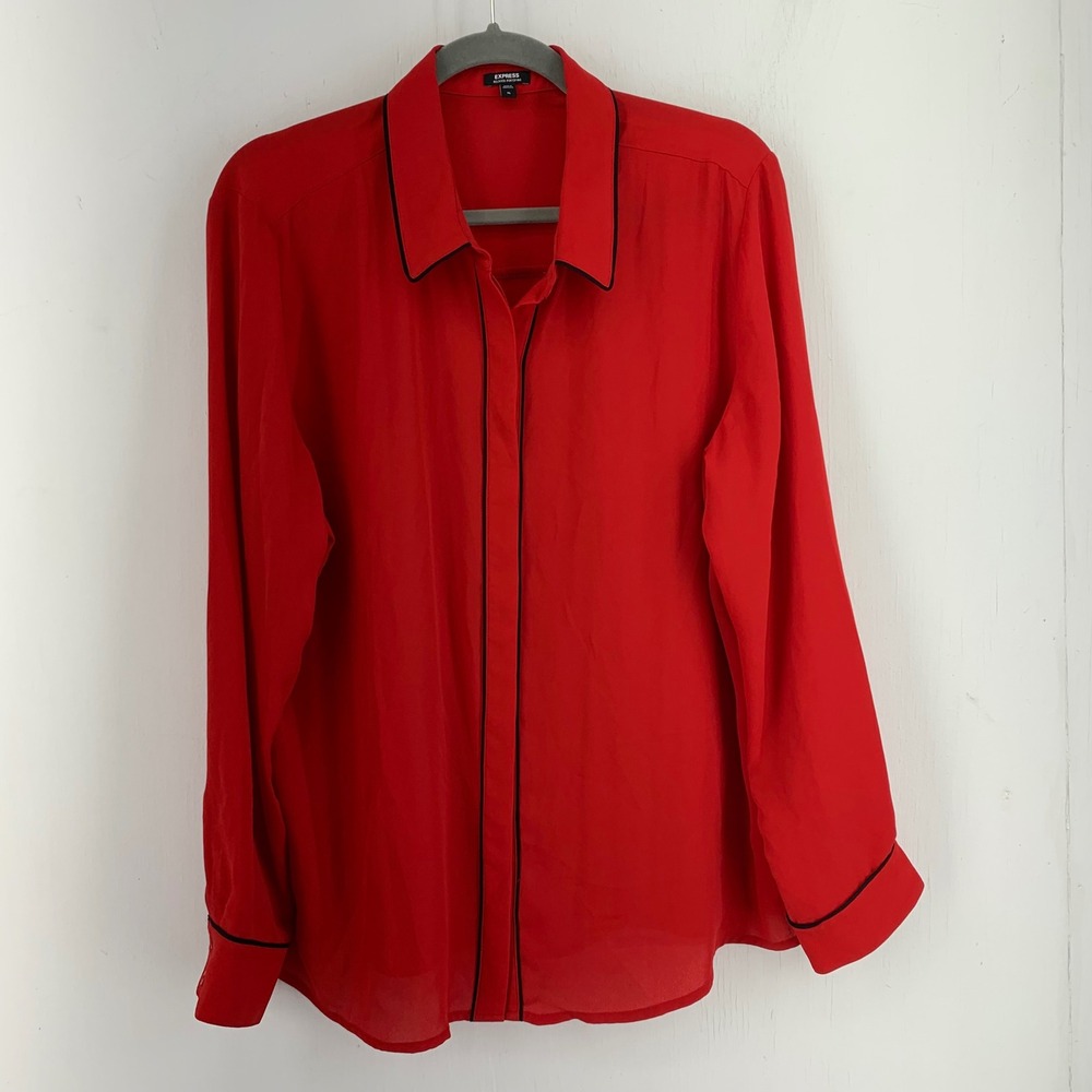 Express Relaxed Portofino Shirt XL Professional Officecore Minimalist Blouse Red